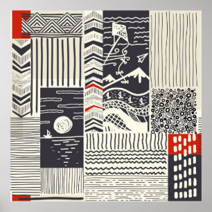 Part of wood with peeled green paint, abstract te poster