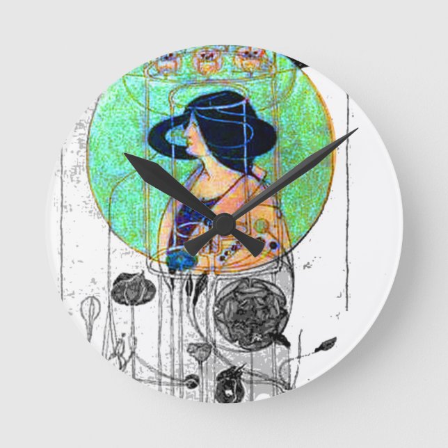 Part Seen - Part Imagined by Charles R. Mackintosh Round Clock (Front)