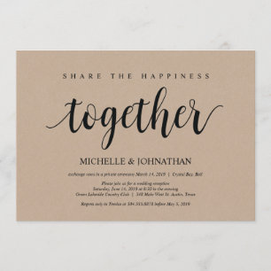 Partager bonheur Mariage Elopement carte d'invitat