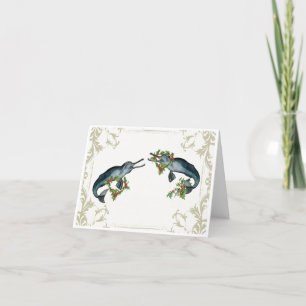 Partagez la carte de Noël d'amour Vintage dauphin