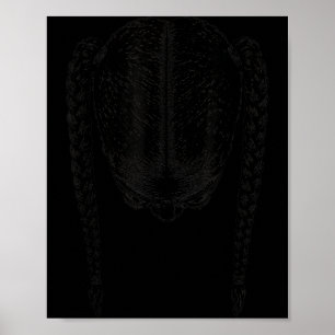 Parted Ponytails Black Girl Braids Line Art Two Poster