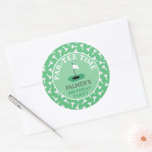 Partee Time Golfing Birthday Party Classic Round Sticker