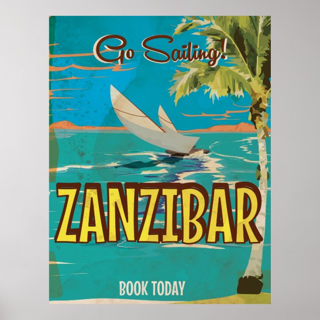 Partez en bateau ! Poster de voyage Zanzibar vinta (Devant)