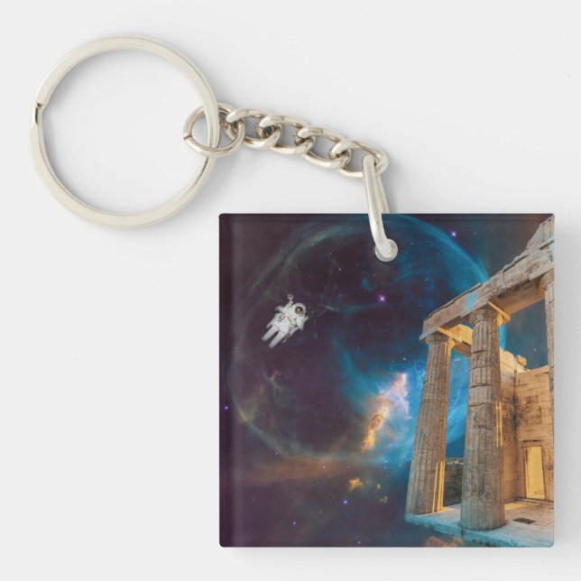 Parthenon Acropolis Greece Meets Space Keychain (Front)