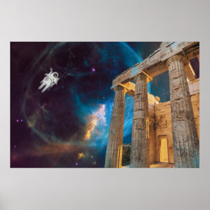 Parthenon Acropolis Greece Meets Space Poster