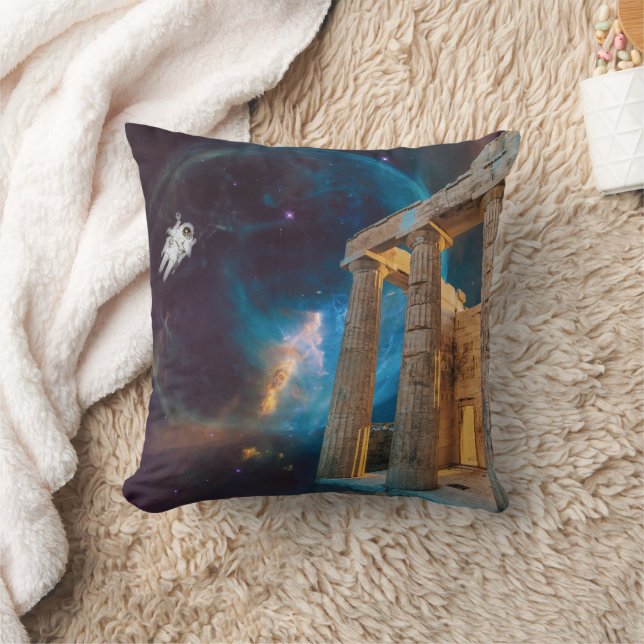 Parthenon Acropolis Greece Meets Space Throw Pillow (Blanket)