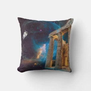 Parthenon Acropolis Greece Meets Space Throw Pillow
