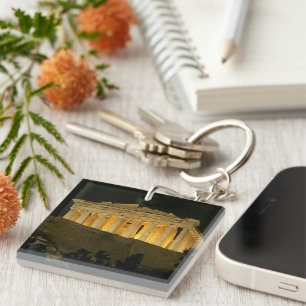 Parthenon at Night Keychain