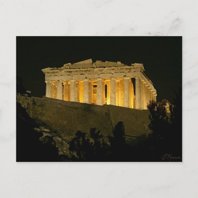 Parthenon at Night Postcard (Front)