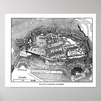 Parthenon in Athens Map Poster