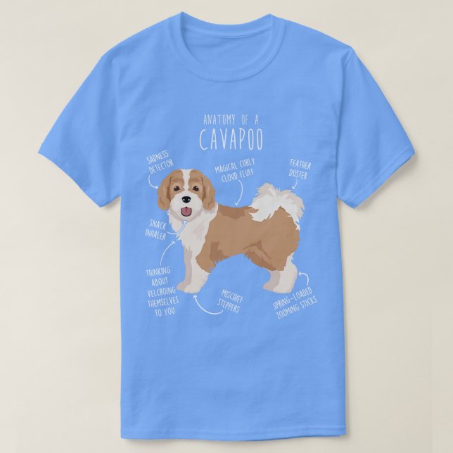 Parti Cavapoo Dog Anatomy T-Shirt (Design Front)