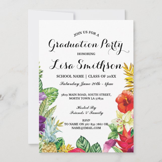Parti de graduation Aloha Tropical Luau Invitation (Devant)