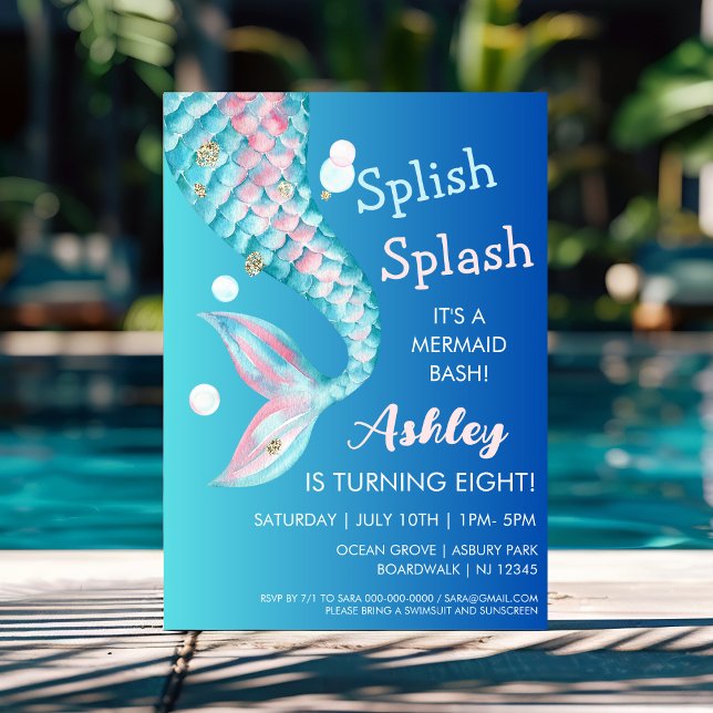 Parti de la sirène | Invitation d'anniversaire (Créateur téléchargé)