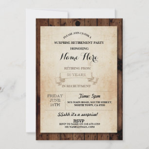 Parti de retraite Vintage Invitation de papier boi