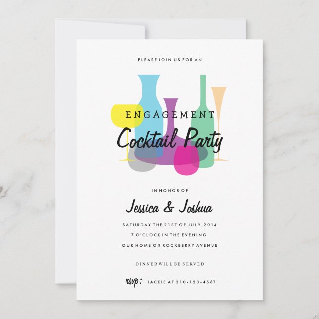 Parti d'engagement rétro | Invitation Cocktail Par (Devant)
