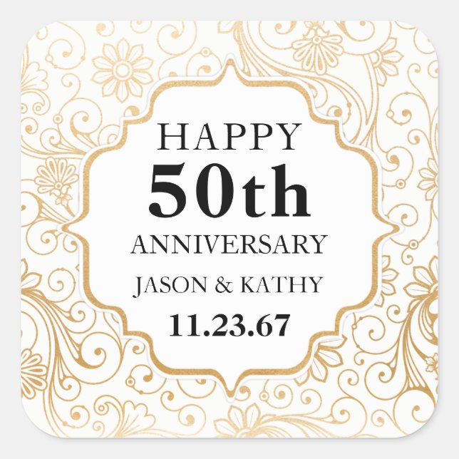 Parti Gold Swirl moderne faveur autocollant (Devant)