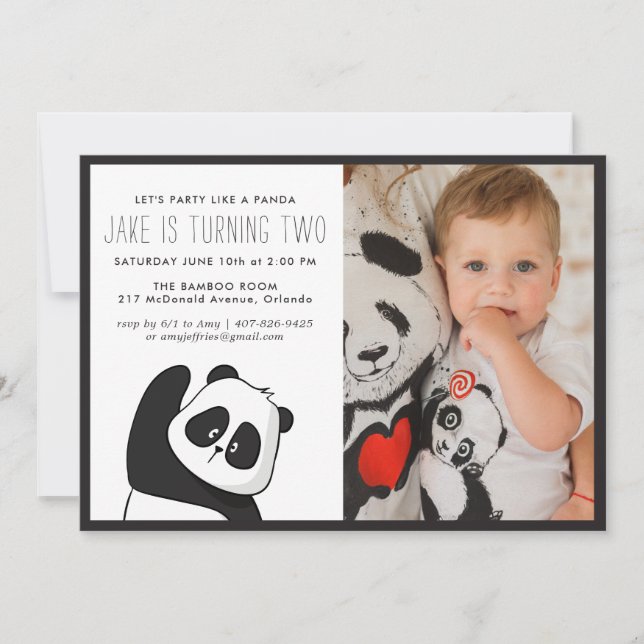 Parti Panda | Invitation Monochrome & Photo (Devant)