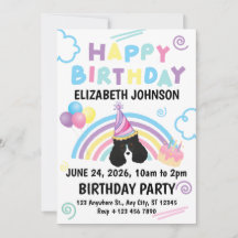 Parti Poodle Birthday Party Invitation White