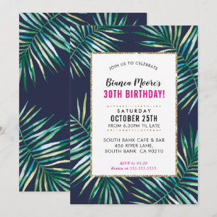 PARTI TROPICAL INVITATION aquarelle palmier feuill