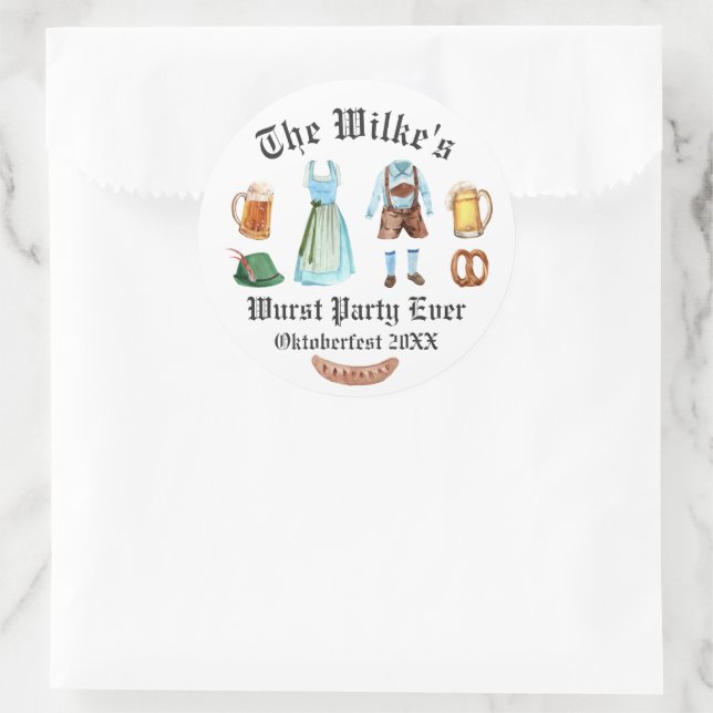 Parti Wurst | Sticker pour l'Oktoberfest d'aquarel (Sac)