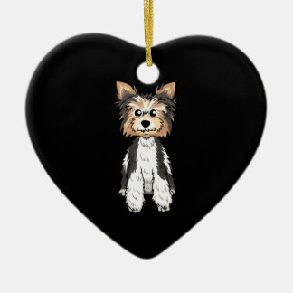 Parti Yorkie Cute Art Ceramic Ornament