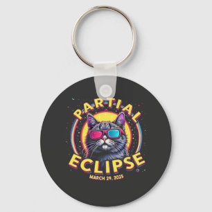 Partial Eclipse 2025 Cat Astronomy KItten Lovers Keychain