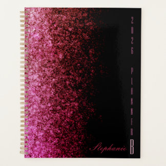 Partial pink glitter gradient and black chic 2026