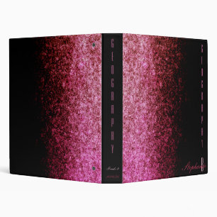 Partial pink glitter gradient and black chic binder