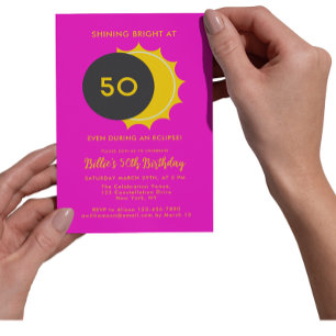 Partial Solar Eclipse 2025 50th Birthday Party Invitation