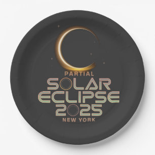 Partial Solar Eclipse 2025 Astronomy Event Paper Plate