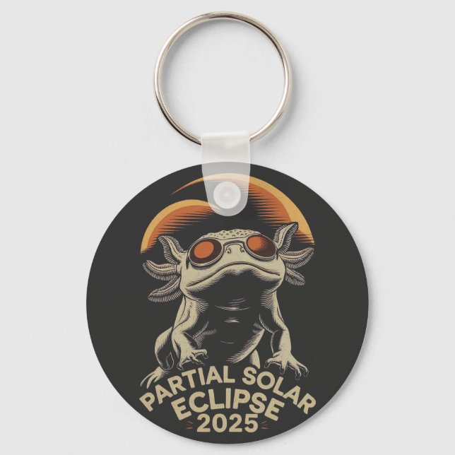 Partial Solar Eclipse 2025 Axolotl Ammph Keychain (Front)