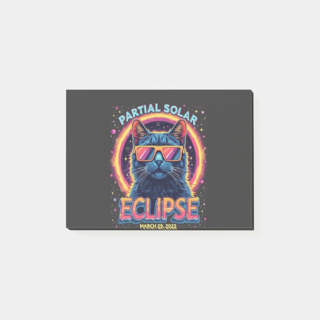 Partial Solar Eclipse 2025 Cat Kitten  Post-it Notes (Front)