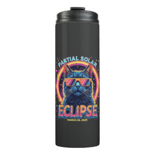 Partial Solar Eclipse 2025 Cat Kitten Thermal Tumbler
