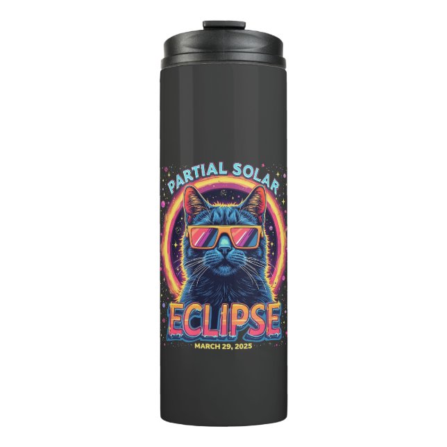 Partial Solar Eclipse 2025 Cat Kitten  Thermal Tumbler (Front)