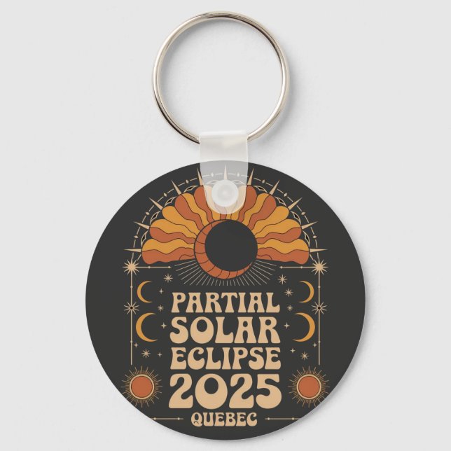 Partial Solar Eclipse 2025 Quebec Canada  Keychain (Front)