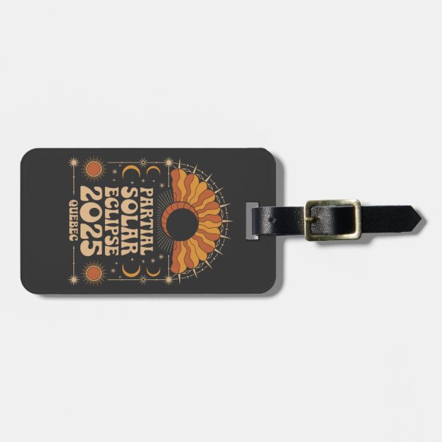 Partial Solar Eclipse 2025 Quebec Canada  Luggage Tag (Front Horizontal)