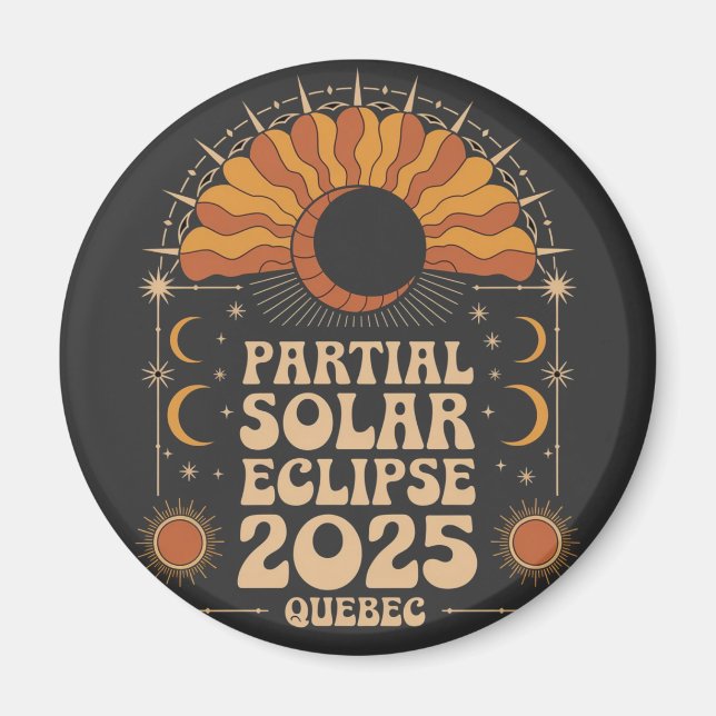 Partial Solar Eclipse 2025 Quebec Canada  Magnet (Front)