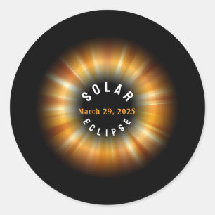 Partial Solar Eclipse American Event 3/29/2025 Classic Round Sticker