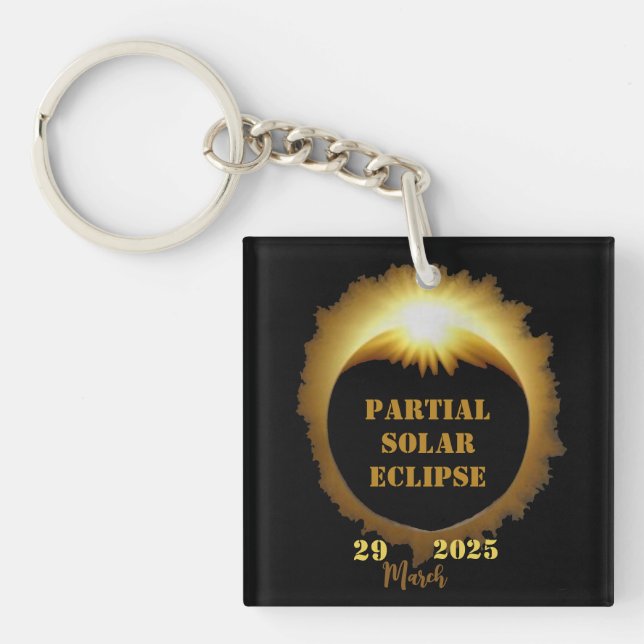 Partial Solar Eclipse Event 2025 Viewing Party Keychain (Front)