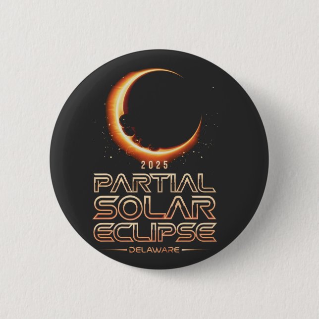 Partial Solar Eclipse New Jersey 2025 2 Inch Round Button (Front)