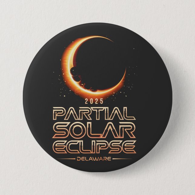 Partial Solar Eclipse New Jersey 2025 3 Inch Round Button (Front)