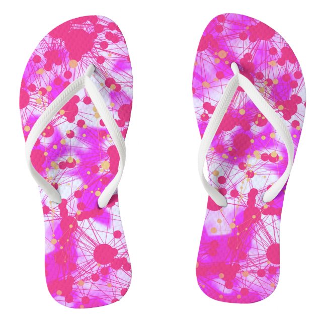 Partical Pinks Print Design Flip Flops (Footbed)