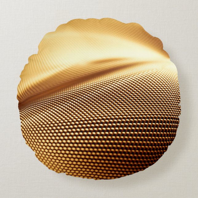Particle drapery luxury gold background. 3d illust round pillow (Front)