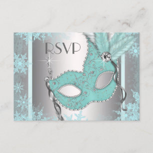 Partie bleue turquoise RSVP de mascarade de flocon