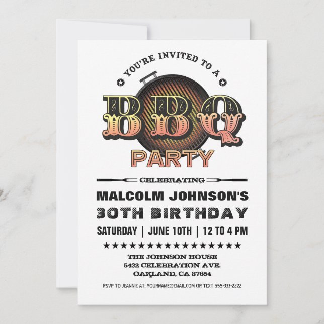 Partie de BBQ des invitations | d'anniversaire (Devant)