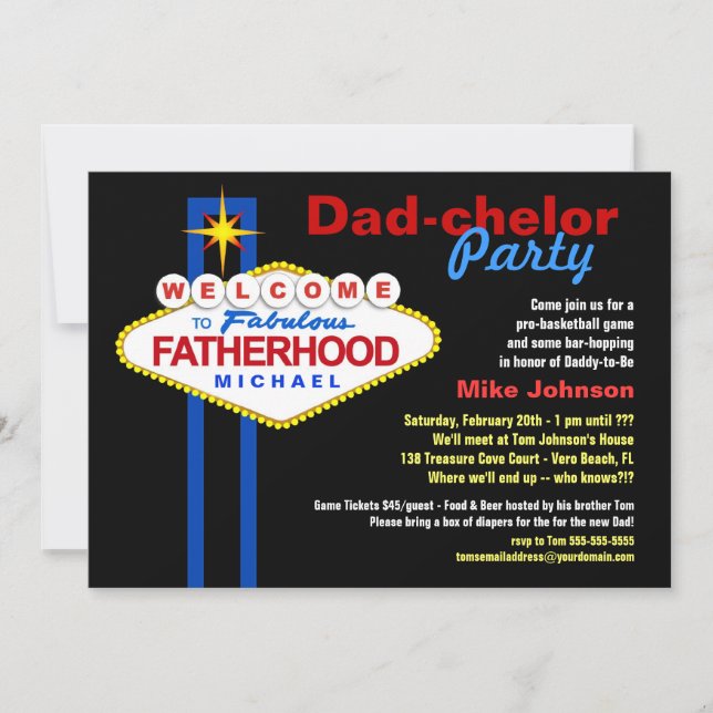 Partie de Papa-chelor - invitations de barillet de (Devant)
