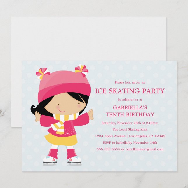 Partie de patinage sur glace | Invitation de fête  (Devant / Derrière)