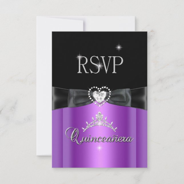Partie de réponse RSVP Purple Black Diamond Coeur (Devant)