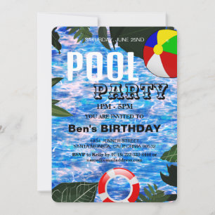 Partie du pool Nage Invitation d'anniversaire