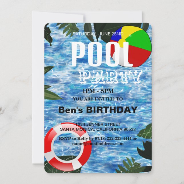 Partie du pool | Nage Invitation d'anniversaire (Devant)
